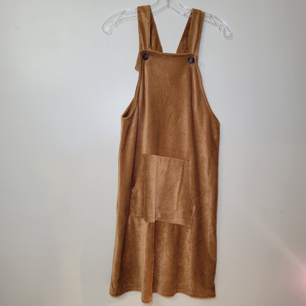 Ginger G Womens Corduroy Pinafore Overall Dress Size Medium Brown‎